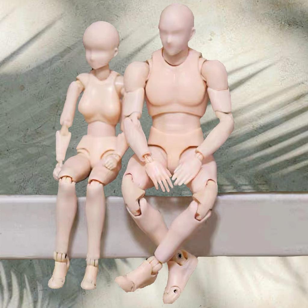 Gnallang Drawing Doll, Articulated, with Stand, Changeable Gestures, Cartoon Model, Muscular Body, Male and Female, Skin Color