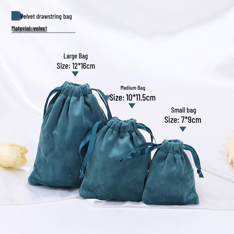 Black Velvet Drawstring Jewelry Pouch