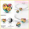 New 925 Silver Fashion Golden Sunflowers Heart Charms Beads Fit 925 Bracelets Luxury Party DIY Jewelry