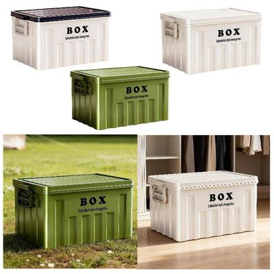 Lidded Storage Bin Utility Crate and Handles Storage Box with Lid Container for