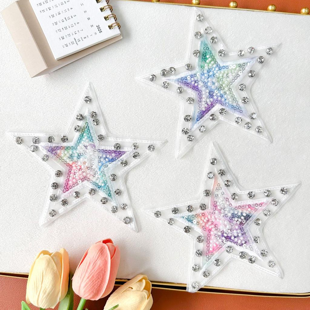 Eugen Yarn Color Beaded Five-Pointed Star Clothing Children'S Clothing Dress Hair Accessories Decorative Cloth Stickers Accessories