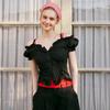 EGOIST Off Shoulder String Blouse Blue Es2obl04