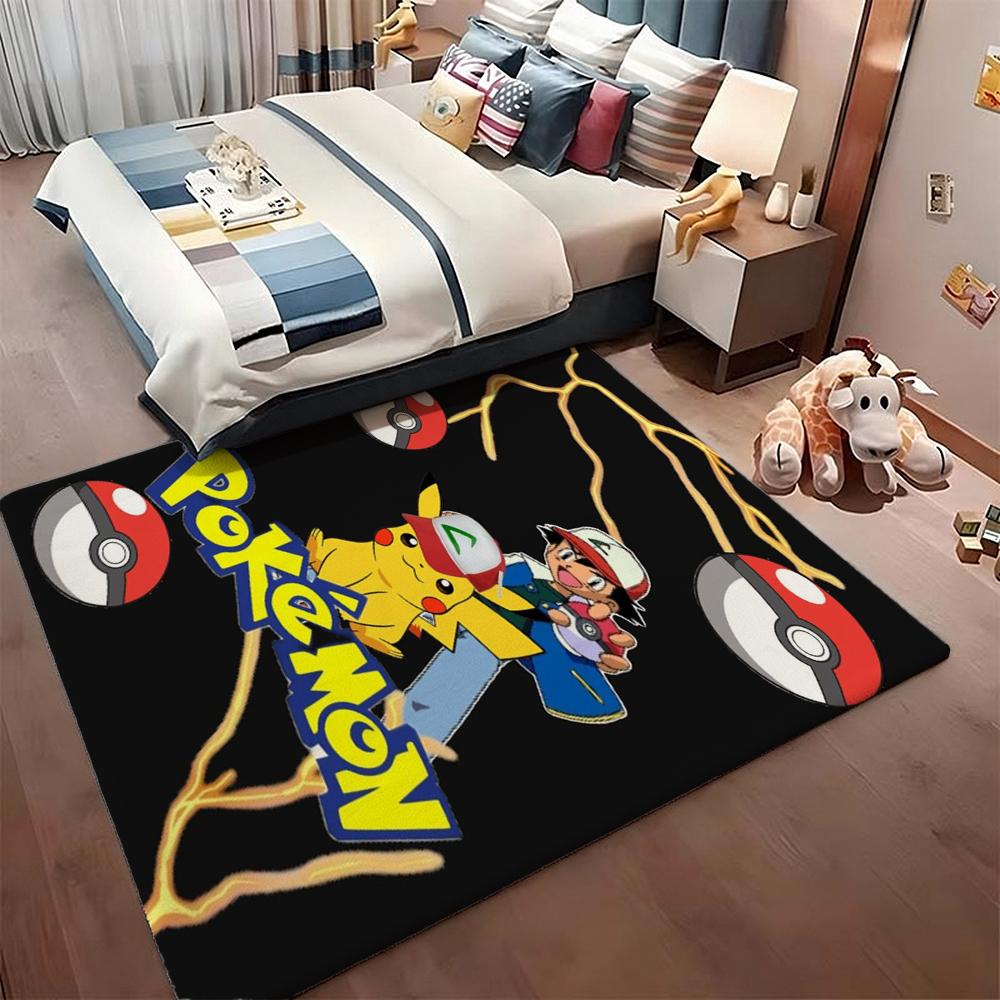 Pikachu Unleashes Rectangular Rug Thick Nonslip Carpet For Gaming Room Play Area Home Party Decor Gift For Friends