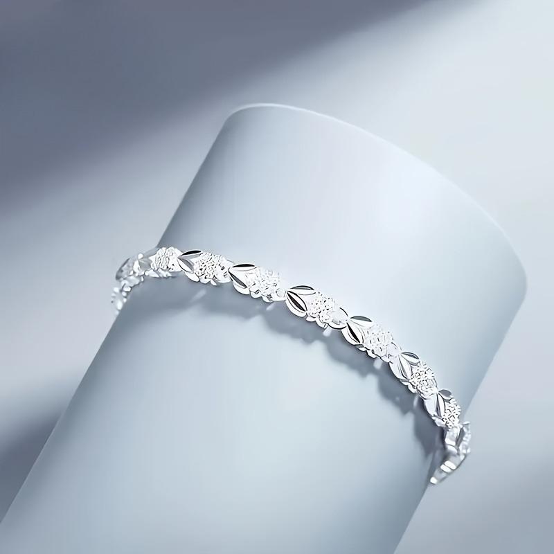 1PC Silver Love Four-leaf Clover Bracelet Female Versatile Niche Antique Style