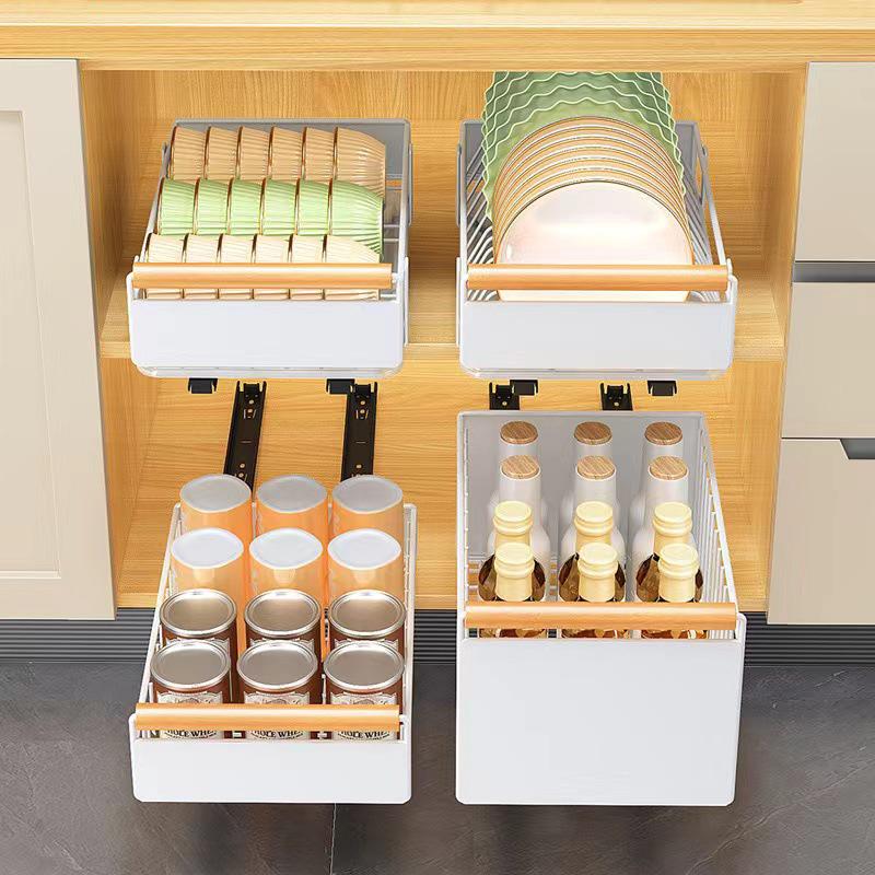 Pull-Out Under-Cabinet Dish Drying Rack and Kitchen Storage Solution