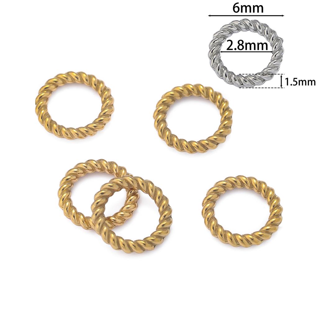 10Pcs Stainless Steel Twist Rope Circle Connector Closed Jump Rings Split Ring For Necklace Bracelets Jewelry Making Accessories