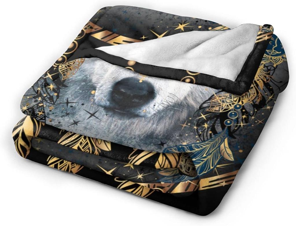 Wolf Dream Catcher Throw Blanket Soft Cozy Plush Warm Fleece Blanket For Sofa Couch Bed 80"X60"