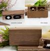 Fashion Wood Ring Box for 2 Rings Slim Double Ring Storage Holder Modern Wedding Ring Bearer Box Decorative Box with Lid