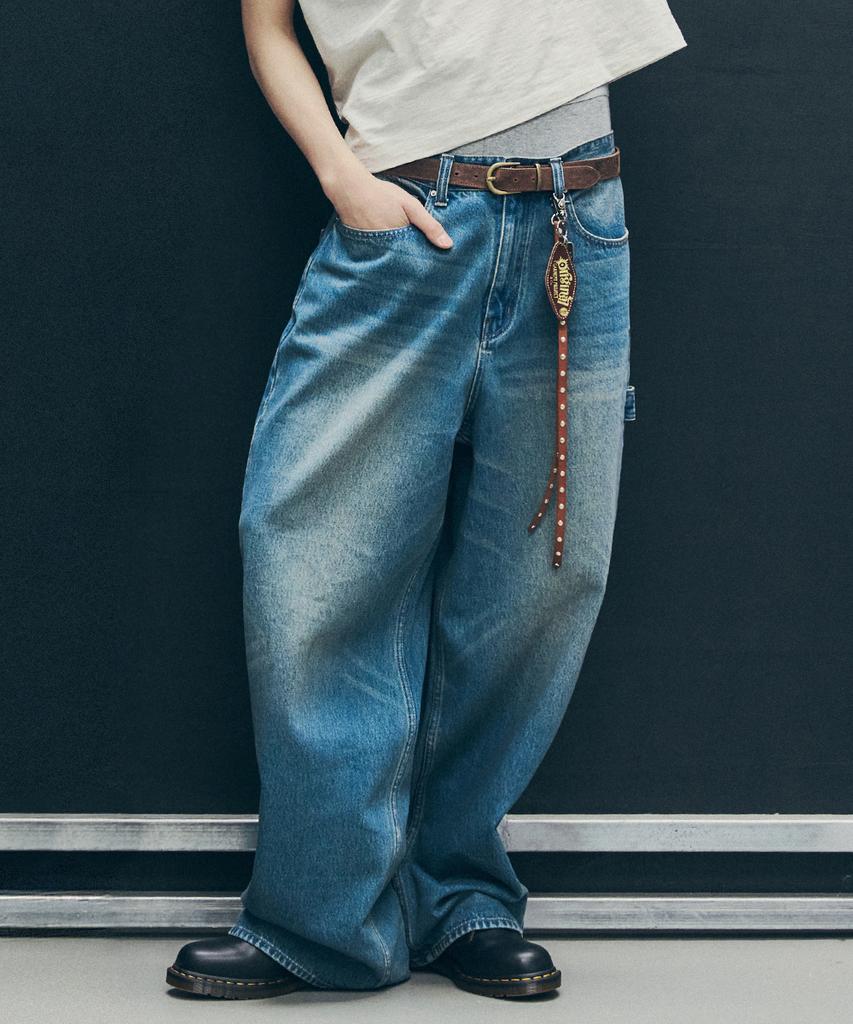 MAISON MINED Back-Point Denim Pants Mid Blue