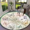Deep Green Butterflies Carpet, Non-slip Office Chair Rug, Digital Print Home Round Rug, Unique Festival Decorations