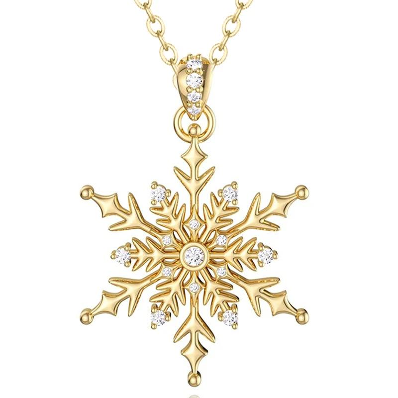 Women Silver Color Hollow Snowflake Pendant Necklace Inlaid Clear Cubic Zirconia Winter Xmas Holiday Wear Jewelry Gift earrings