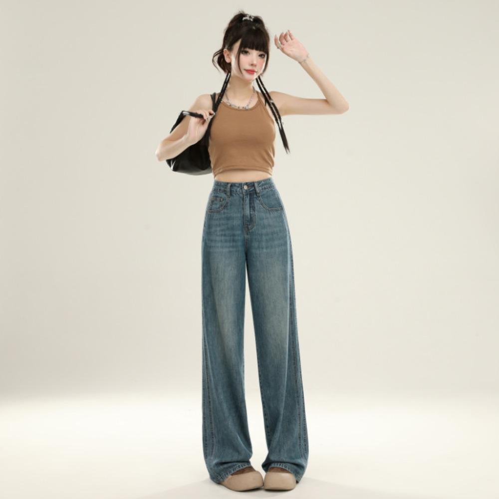 Women's High Waist Wide Leg Jeans Loose Fit Tencel Denim Pants Casual Long Trousers For Summer