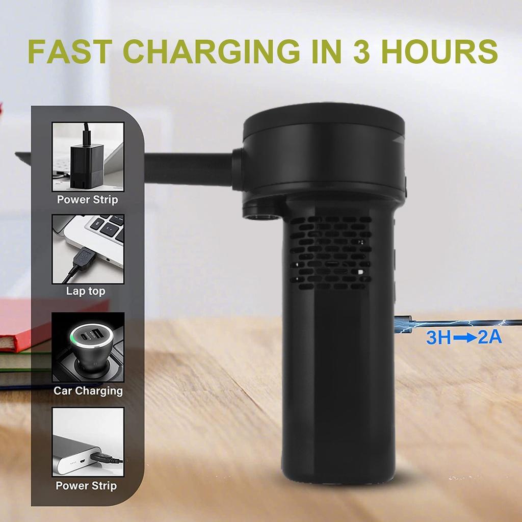 Portable Car Vacuum Cleaner Compressed Air Duster 40000RPM Electric Air Blower for Keyboard Computer Seat Device Cleaners 2-In-1