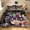 Date Live Pattern Bedding Quilt Set Quilt Cover Pillowcase Home Birthday Gift(1 * Duvet Cover + 2 * Pillowcase, Without Core)