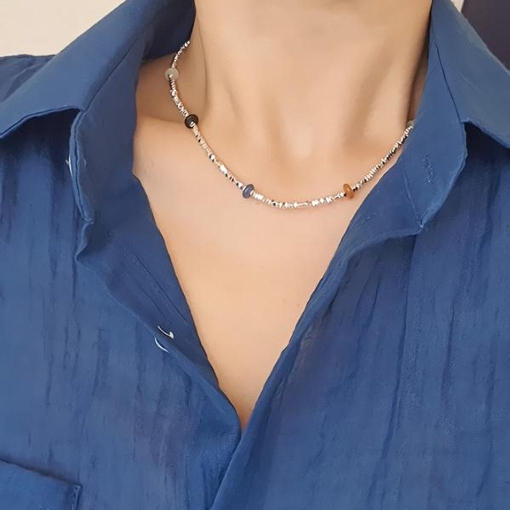 Women's Multi-Ball Cutting Silver Neck (Neat Silver Necklace)