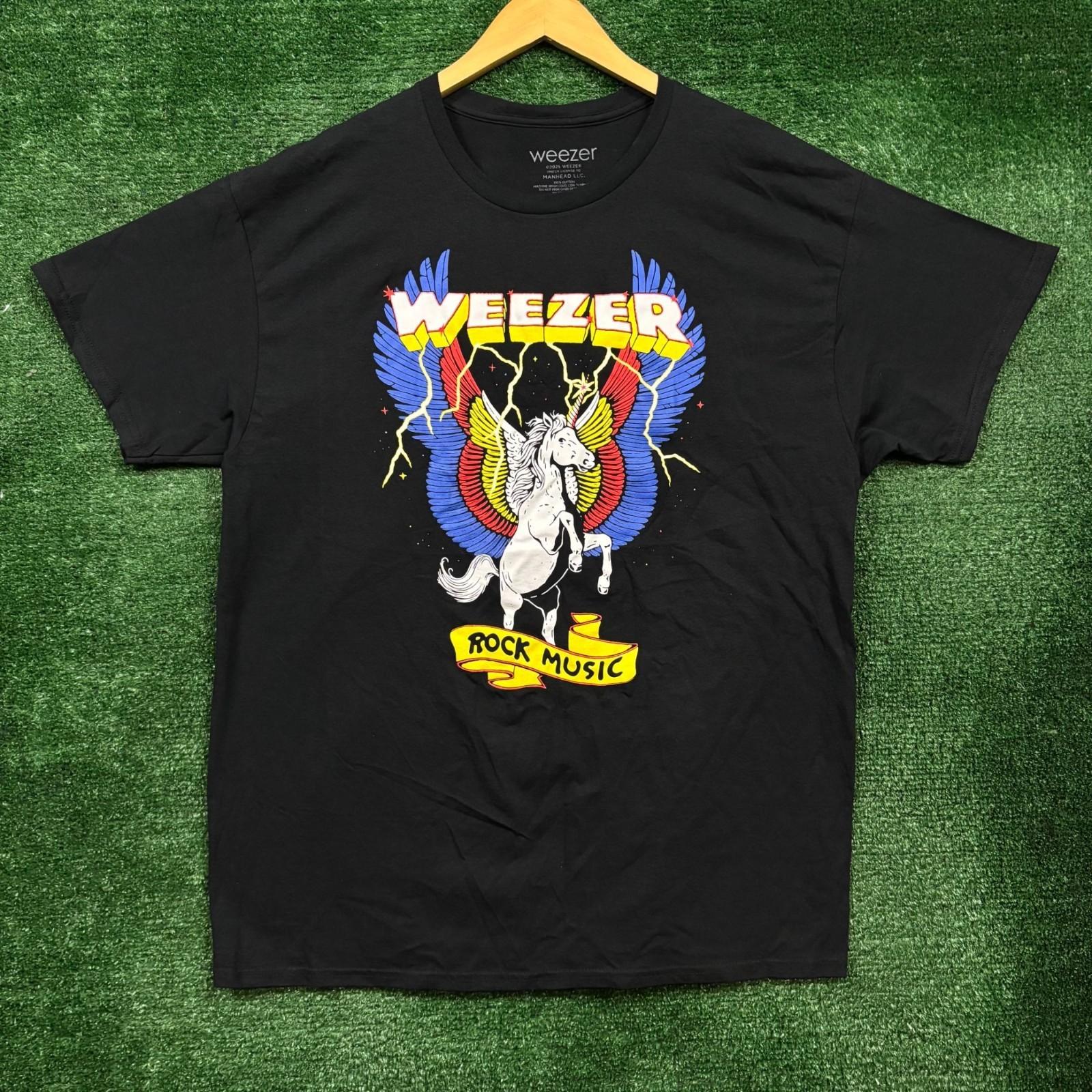Weezer Rock Music Lightning Flying Winged Unicorn Band Size Extra Large Unisex T-Shirt M