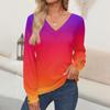 Women's Tops Floral Print Long Sleeve Shirt V Neck Casual Loose Tee Autumn Clothing