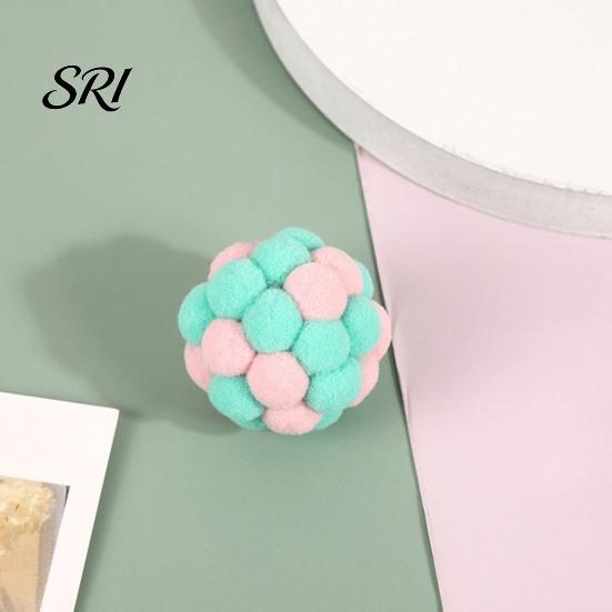 Plüsch-Katzen-Spielzeugball mit integrierter Glocke, weiche Macaron-Bälle, lustiges Spielzeug, bissfeste Kauspielzeuge für Wohnungskatzen und Kätzchen, Geräuschentwicklung