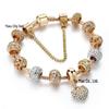 White Round Beaded Bracelet with Pandora DIY Drip Oil Large Hole Bead