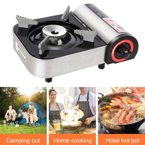 Mini Butane Stove 2900W Windproof Outdoor Camping Hiking Stove Aluminum Alloy Portable Indoor Outdoor Cooking Single Burner Gas Stove