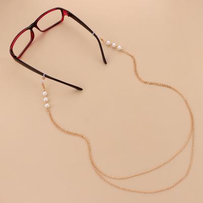 Europe, America, Women's White Pearl Fashion Temperament Glasses Chain, Personalized Trend Simple Mask Accessories