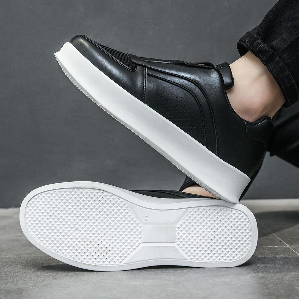 Running shoes men's one-pedal elastic men's shoes lazy shoes mesh surface increase white shoes comfortable leather surface through the net men's shoes