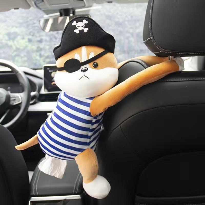Cartoon Plush Car Tissue Box for Armrest: Cute Hanging Paper Dispenser and Interior Decoration
