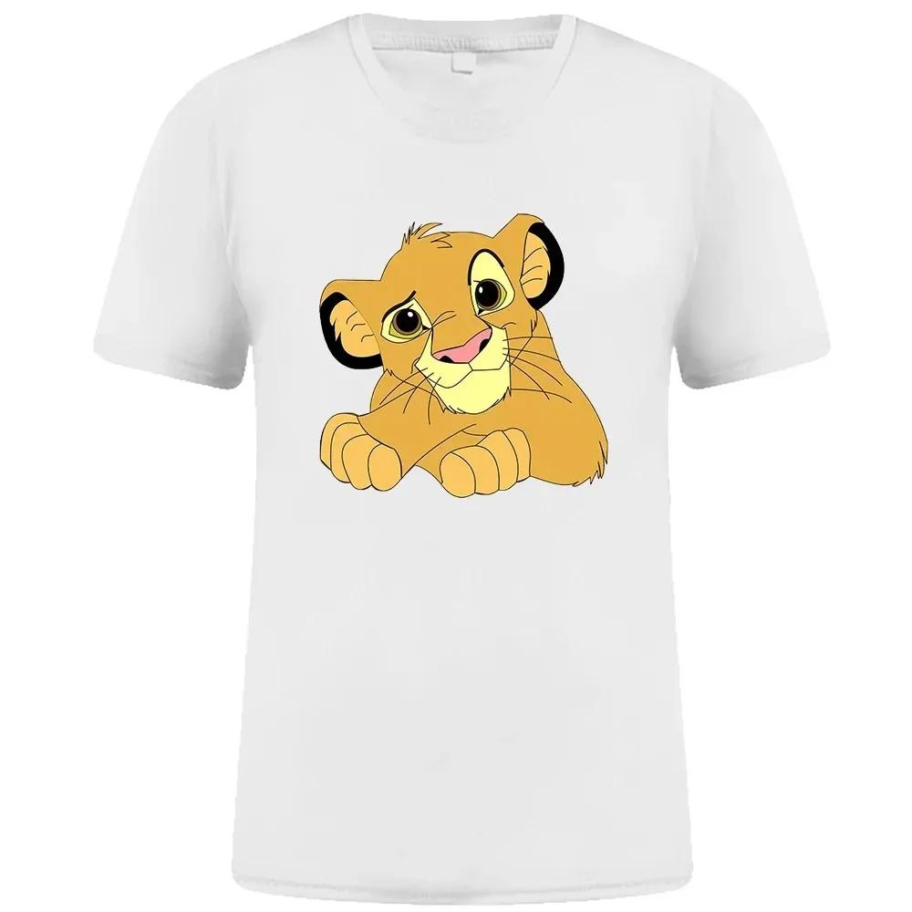 The Lion King Simba Funny Tee Shirt Mens Casual Loose Harajuku T Shirts Cotton Cartoon Print T-Shirt Disney Anime Men Tops