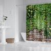 1 piece of 180x180cm green leaf brick wall landscape printed shower curtain partition, bathroom waterproof and mold resistant