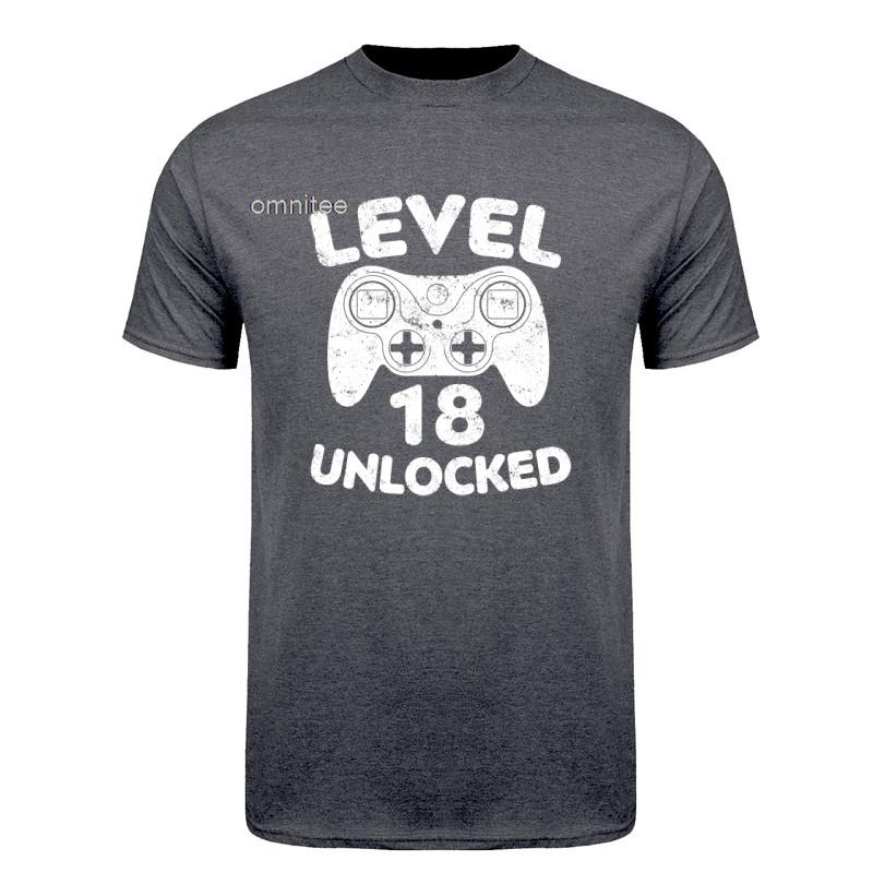 Level 18 Freigeschaltet 18. Geburtstag 18-Jähriger Gamer Jungen T-Shirts Kurzarm Spieler Geschenk Streetwear Oberteile HJ106