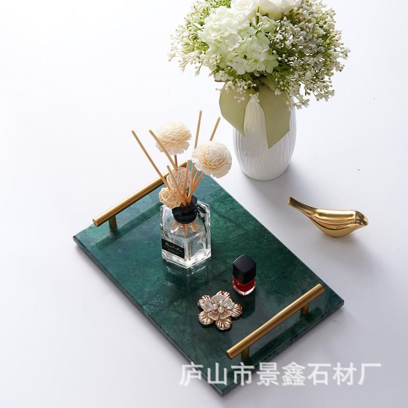 Natural Marble Tray With Handle Bathroom Sink Entryway Key Wallet Organizer Luxury Decorative Storage Dish