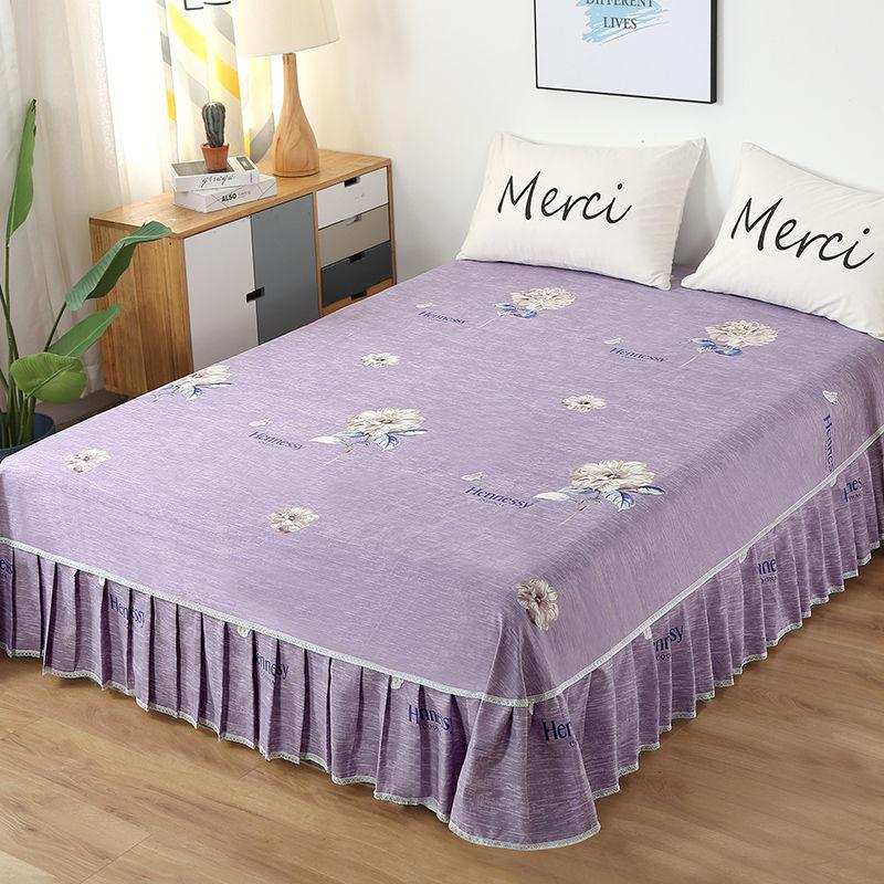 Floral Bed Flat Sheets Four Seasons Polyester Bedspread Dust-proof Household Soft Bedding Bedcloth Princess Single Double Sheet