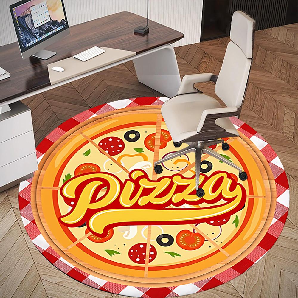 1pc Pizza Round Chair mat Area Rug - Non-Slip, Floor Mat for Office, Bedroom, and Indoor Decor c1125069