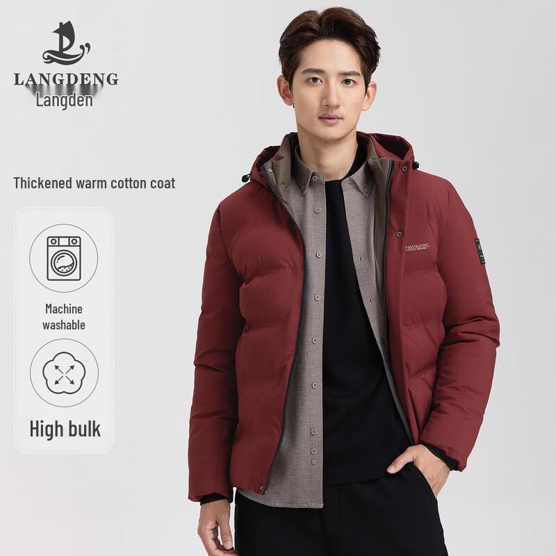 

Langdeng Men s Winter Puffer Jacket with Detachable Hood L