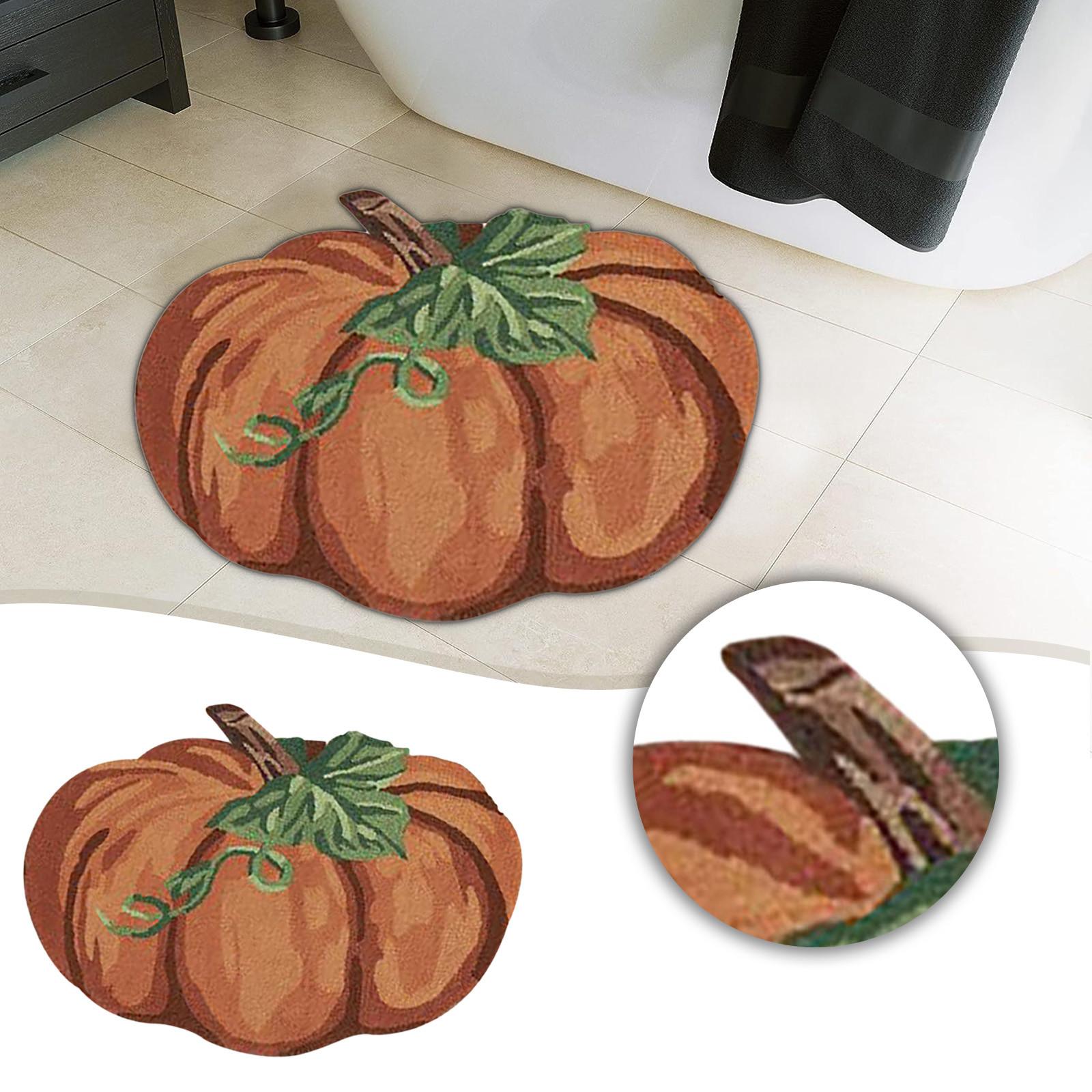 Non Slip Absorbent Flocked Pumpkin Shaped Floor Mat Durable Soft Texture Indoor Outdoor Use Area Rug One Size жёлтый