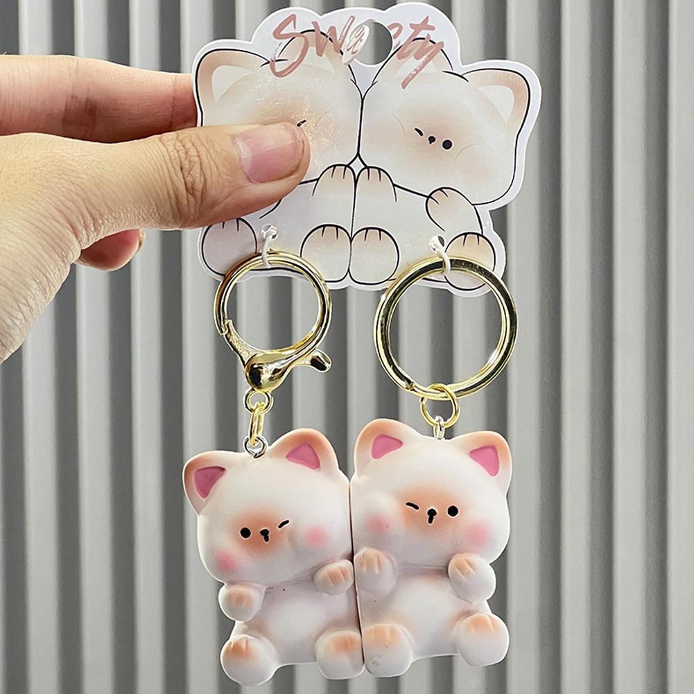 Cute Cartoon Keychain Couple Lovers Matching Keyring Gift Valentine Day Key Pendant Jewelry Lovely Chain 2PCS