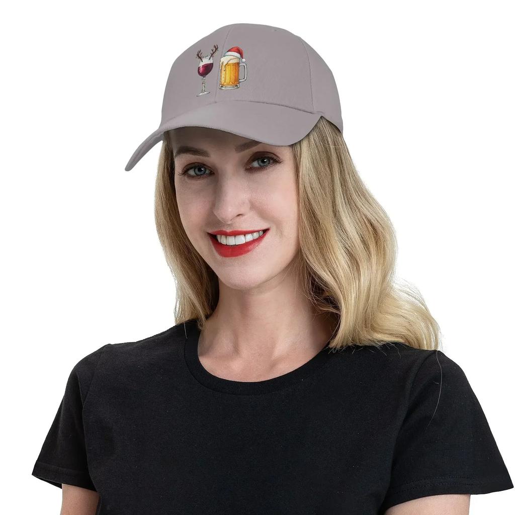 Men Women Santa Wine Glass Christmas Beer Hat Leisure  Baseball Caps Adjustable Casual Wear