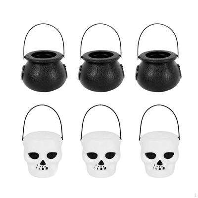 6 Pieces Candy Bucket with Handle Halloween Holder Pot Kettles Cups Pail Party Favors