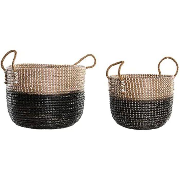 Ensemble De Paniers - DKD Home Decor - Standard - Gris - Herbe Marine - 41 X 25 X 42 Cm