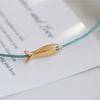 Minimalist Style Gold Fish Charm Bracelet Blue Silk Thread Woven Bracelet Adjustable Wristband Statement Jewelry