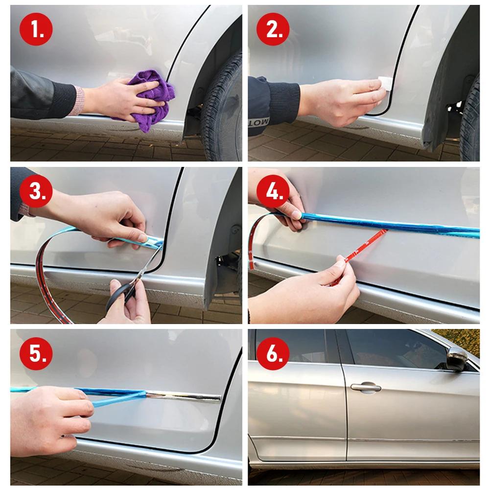 Zewnętrzna Chromowana Listwa Karoserii Zderzak Auto Ochraniacz Drzwi Listwa Stylizacyjna Listwa Ozdobna Naklejka na Lampę Samochodową Ozdoba Okna Zewnętrzna Ozdoba Samochodowa