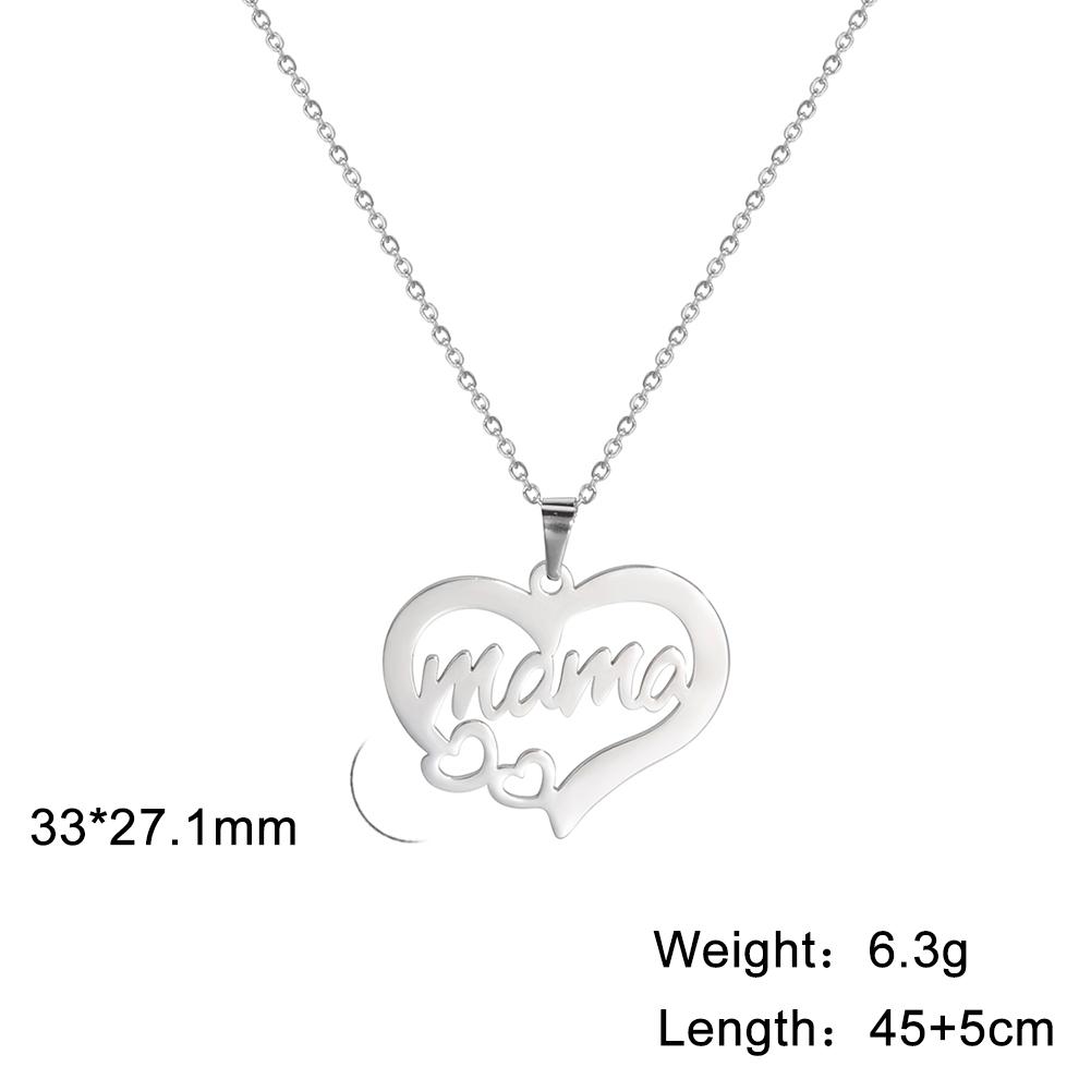 Lemegeton Mama Letter Necklace For Women Super Papa Mom Dad Pendant Stainless Steel Chain Choker Necklace Jewelry Mother's Day