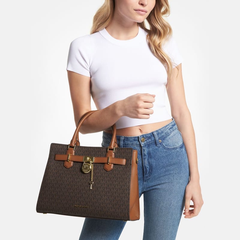 MICHAEL KORS Cow Leather Handbag Medium Women's Dark Brown & Brown 35F1GHMS2B-200
