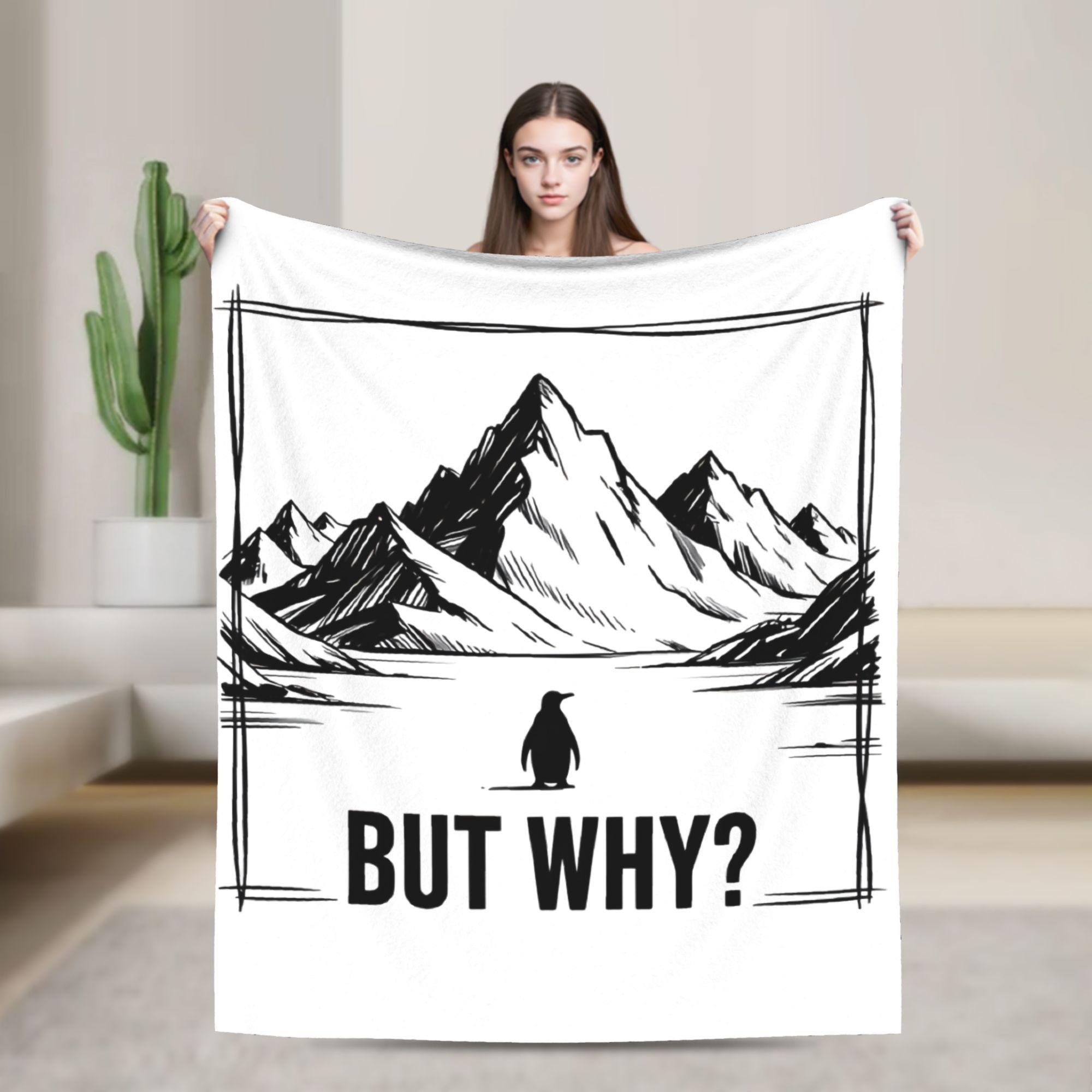 But Why Nihilist Penguin Coral Fleece Plush Throw Blanket Blanket for Home Outdoor Warm Bedroom Quilt, 75X95CM
