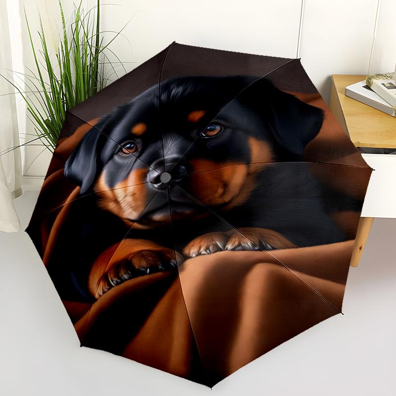 1pc Cute dog pattern Umbrella Portable Folding Umbrella Iron Frame Hole Bone Structure Outdoor Home Umbrella
