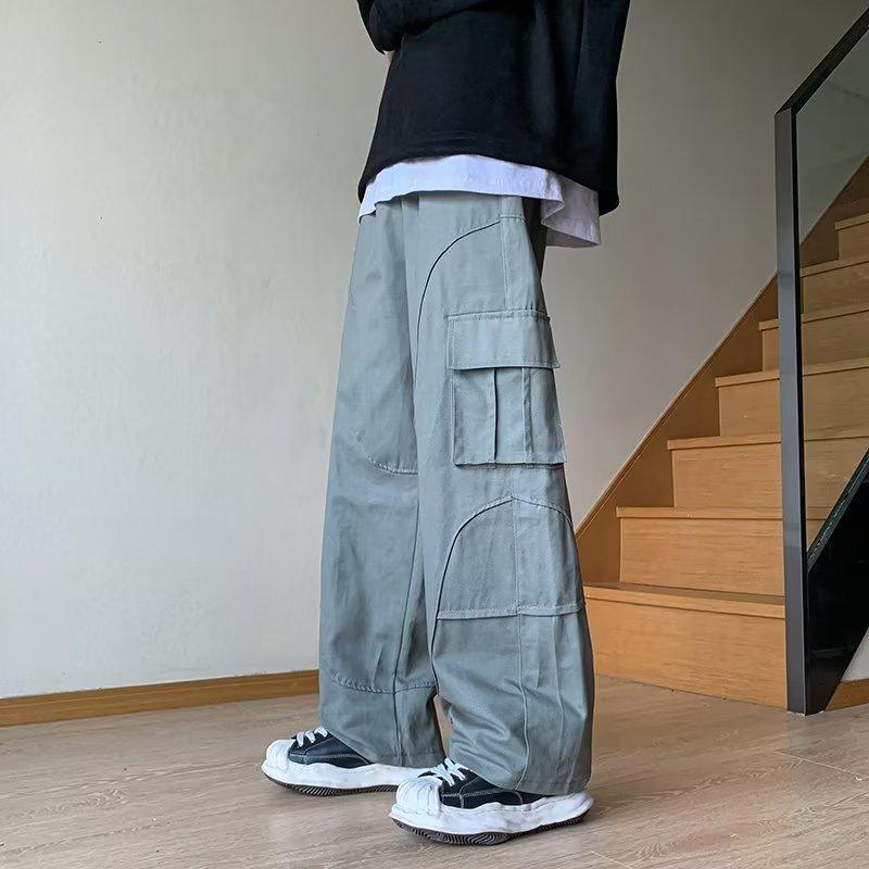 Overalls Men's Spring New Hong Kong Style Ins Trend Loose Casual Pants Couple Fashion Multi-pocket Straight Trousers