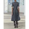 Za2025 Spring New Women's Clothing Waist-Tight Slim Looking Wave Wide Round Neck Short Sleeve Midi Skirt Dress 2648952