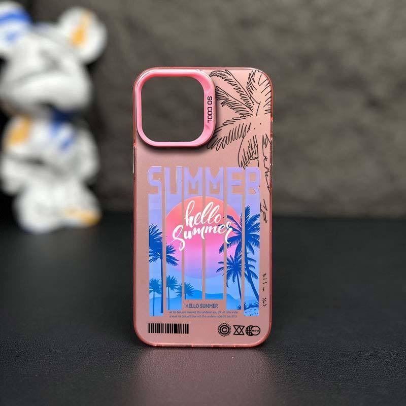 Sunset Coconut Tree iPhone Case for iPhone 16Pro/15/14/13/12/11/XS Max/Plus - Trendy Laser Design