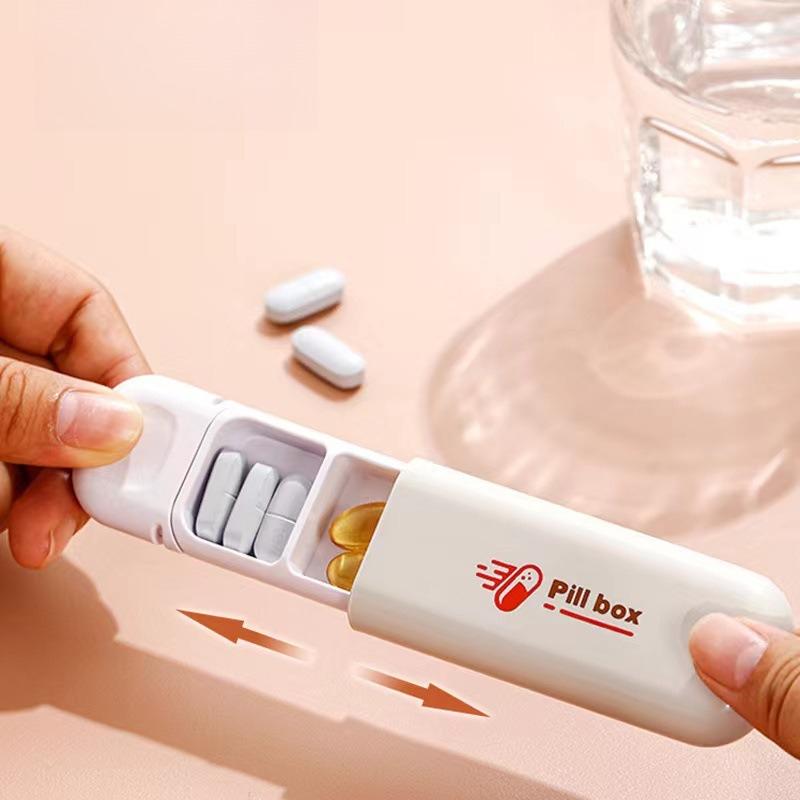 Portable Mini Pill Box Travel Carry On Three Compartments Sealed Moisture Proof Medicine Storage Box