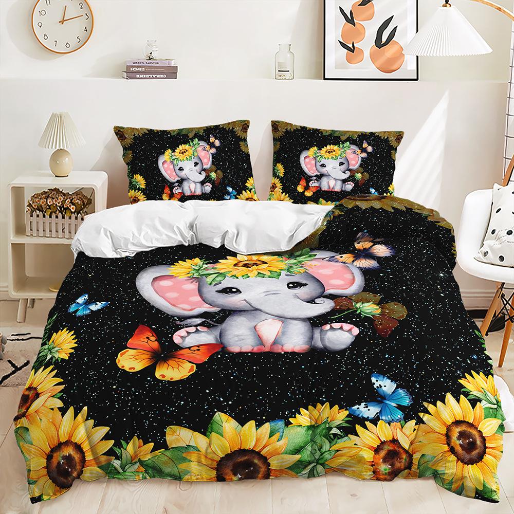 Three-Piece Sunflower Series Quilt Cover Bedding Kit Animal